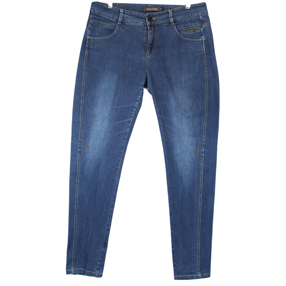 Utopia You Say  Skinny Jeans Women Large Mid Rise Flat Front Blue Denim Pants
